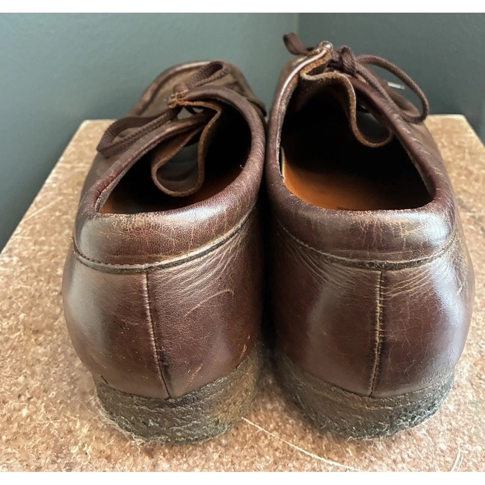Classic Brown Leather Wallabee Style Shoes Moccasin Toe Lace Up - Size 9.5 - Picture 3 of 7